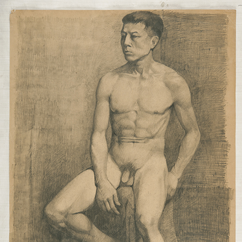 Nude man on chair 